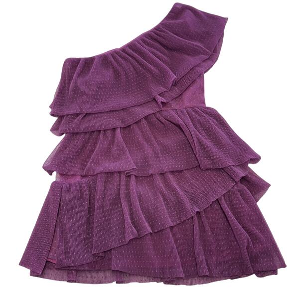 Endless Rose Dress Womens Small Purple One Shoulder Ruffle Tiered Asymmetrical - Picture 1 of 6